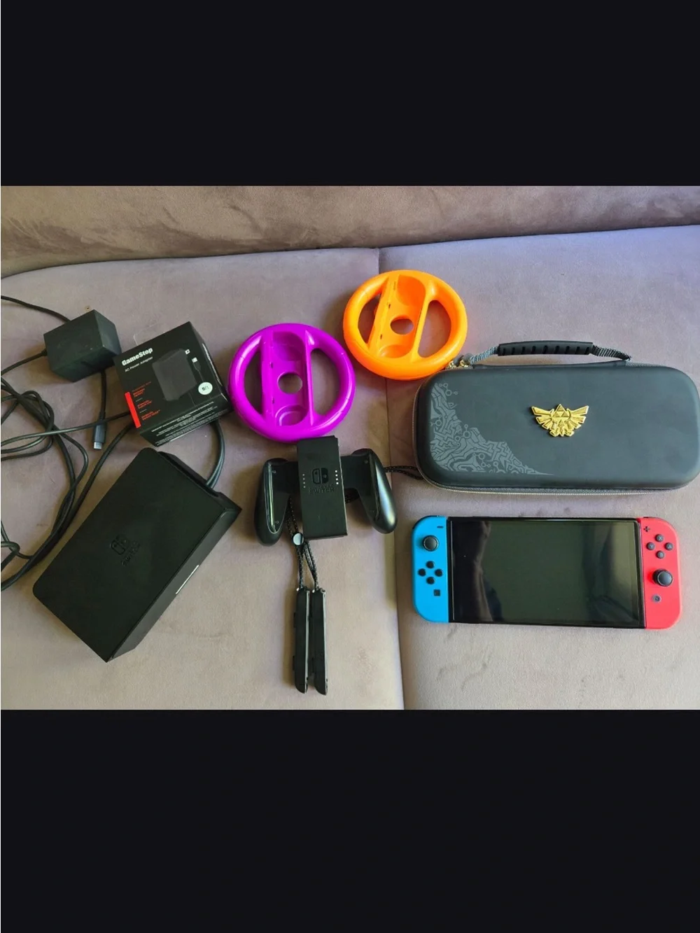Nintendo Switch Console Bundle with Blue & Red Joy-Con and Zelda Carry Case